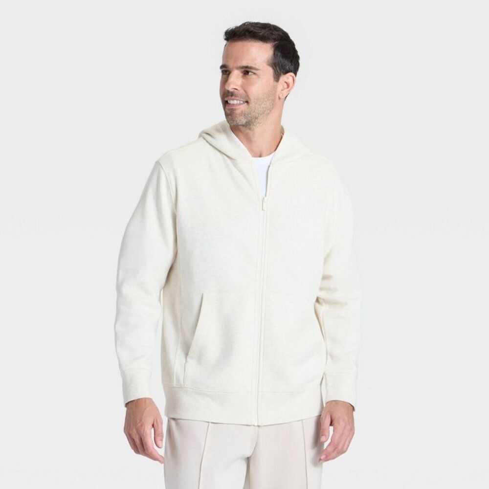 Men's Active Comfort Fleece Full-Zip Sweatshirt - All In Motion Oatmeal L